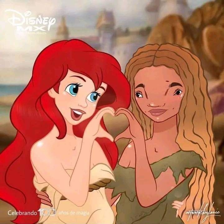 netoreon_'s tweet image. Crossover de la sirenita clásica (1989) y la sirenita negra (2023) #disney #netflix #blacking