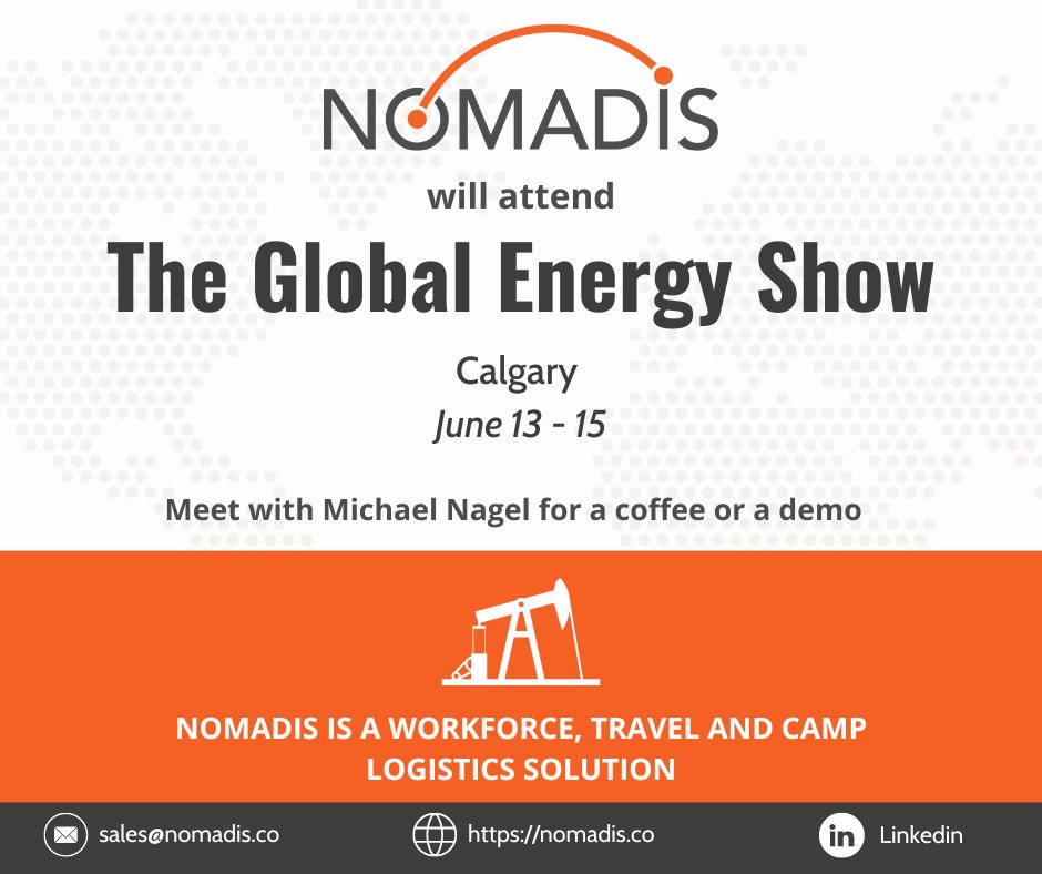 Michael and Jean-Philippe will be in Calgary for the Global Energy Show, June 13 to15! 

Schedule a meeting with them at sales@nomadis.co. 

#globalenergyshow #calgary #oilandgas #Nomadis