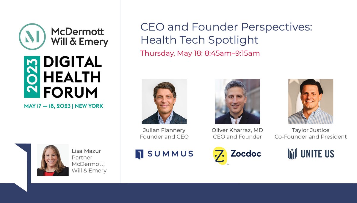 Summus is excited to present for McDermott Will & Emery’s Digital Health Forum 2023. Julian Flannery, Summus CEO & Founder, will join a group of distinguished panelists for a lively discussion on the CEO perspective in health tech today. Learn more here: gosummus.info/3OrVav8