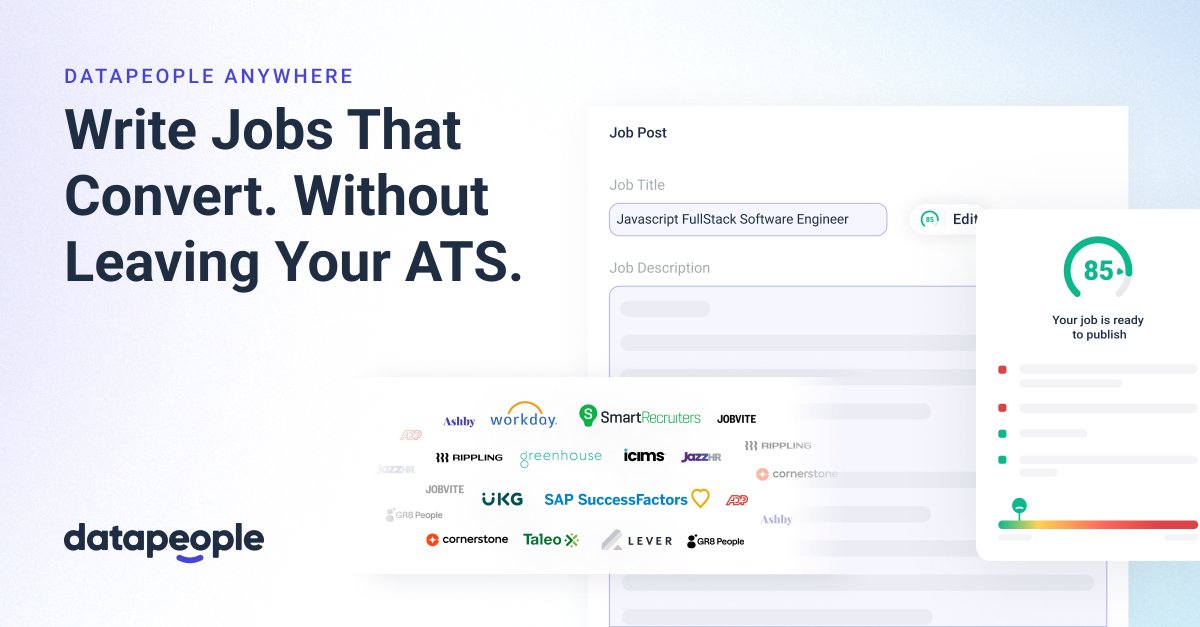 🎉 Attention recruiters and hiring managers! Say goodbye to tedious job posting processes and hello to efficiency with Datapeople Anywhere! 🚀 Ready to streamline your recruitment process and reduce time-to-fill? 💪Learn more: hubs.li/Q01N-X-l0