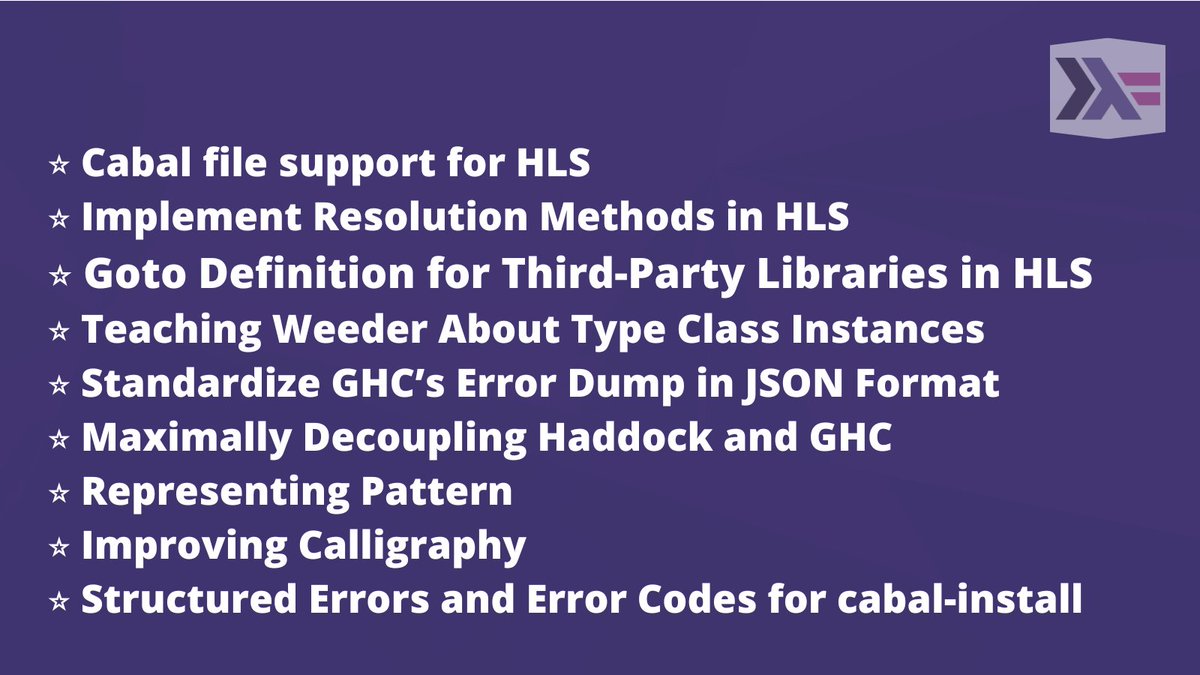 Summer of Haskell 2023 has begun on a positive note. 
Those involved will be tackling nine different #Haskell projects. You can find more information about the program in the full announcement at summer.haskell.org/news/2023-05-1….