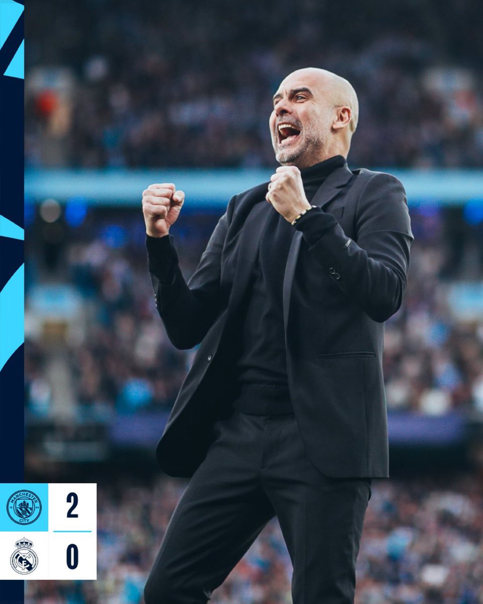 @ManCityES Explosión de alegría, by Pep Guardiola. Etihad Stadium. Mayo de 2023.

🔵 2-0 ⚫️ (3-1) #MCFCEspañol #UEFAChampionsLeague2023