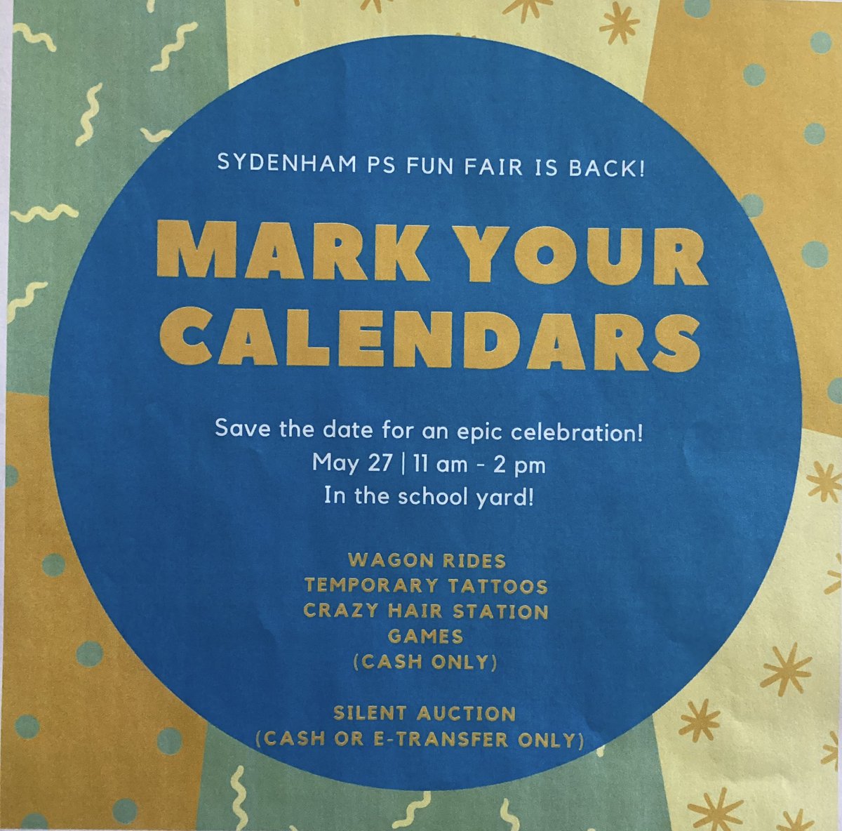 The Fun Fair is back! The Fun Fair is back! Save the date…May 27th from 11-2 @SydenhamPS_LDSB Lots of fun things to do! #Seeyouthere #Sydenhamrocks