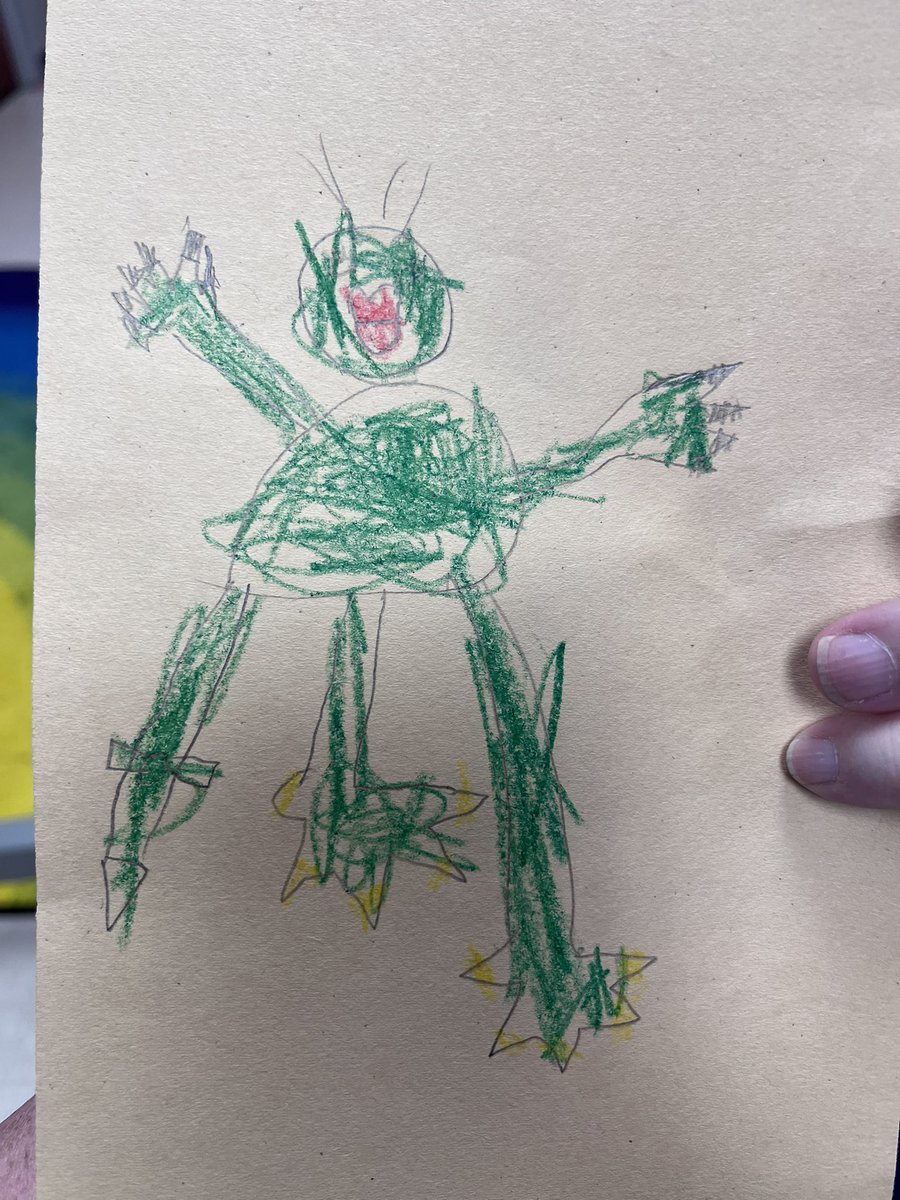 MFifeArtTeacher's tweet photo. Drawing monsters after reading “I Need My Monster” and drawing on big paper. #ineedmymonster @MissLopezL @MRobinsonElem https://t.co/oj2izFjqny