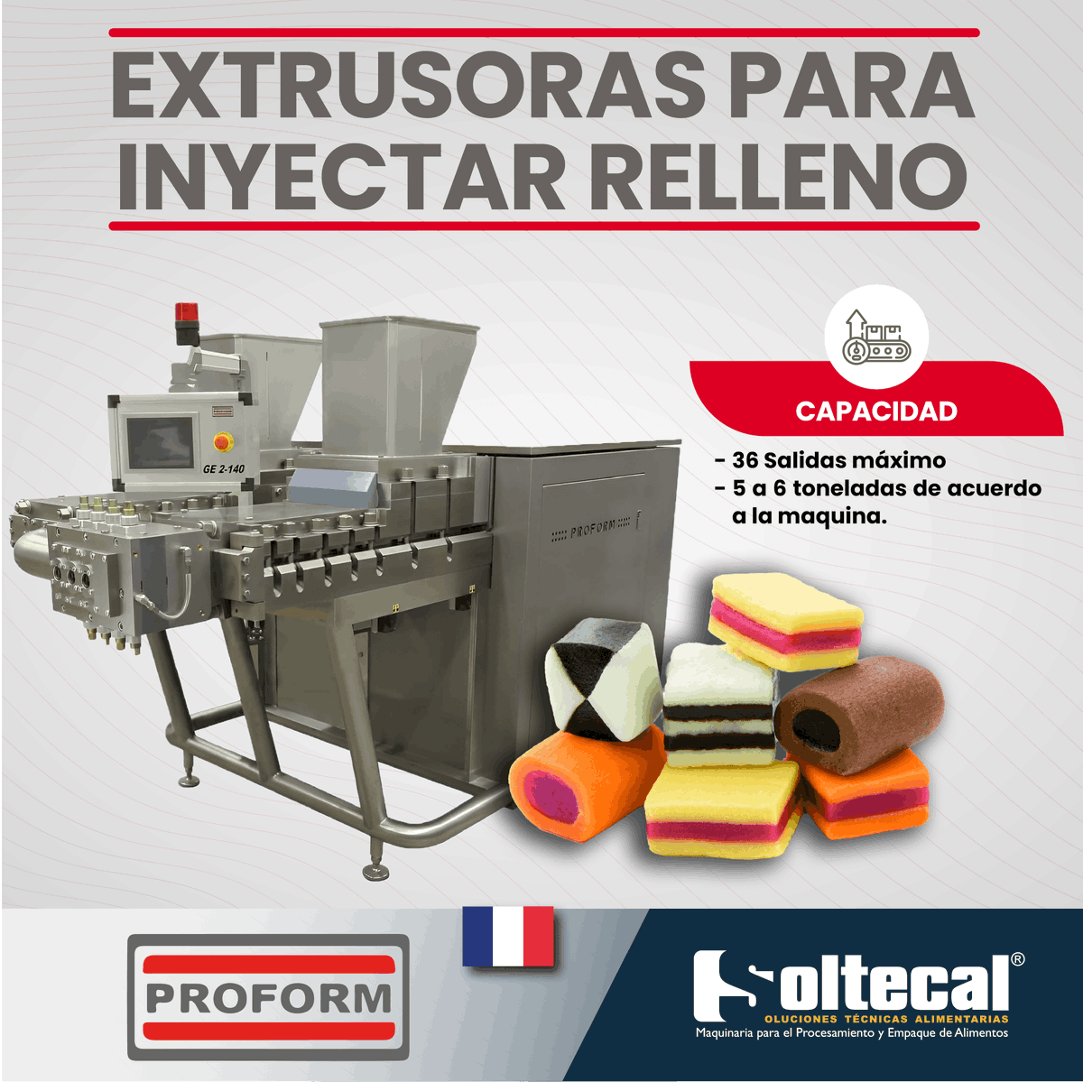 SOLTECAL's tweet image. Las extrusoras de #Proform aseguran una velocidad de extrusión estable y constante, produce continuamente sin intervención de un operador y de fácil limpieza. Tienen una capacidad de hasta 6000 kg/h según el tamaño de la máquina y de 1, 2 o 3 colores y sabores.

#confiteria