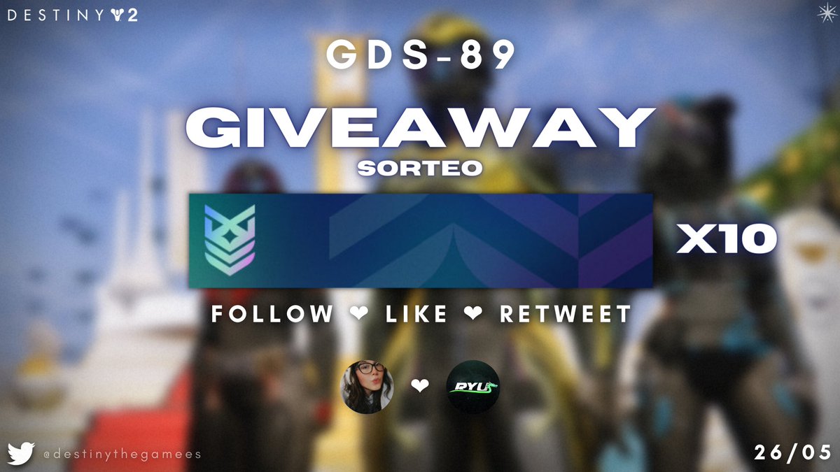 Ryusuri's tweet photo. 💙GDS-89 EMBLEM💙
💙GIVEAWAY / SORTEO💙

💠Follow @tsubanechan, @Ryusuri &amp; @destinygamees.
💠Like &amp; Retweet

¡Good luck everyone, mucha suerte a todos!☺️ https://t.co/4larnK3GQH
