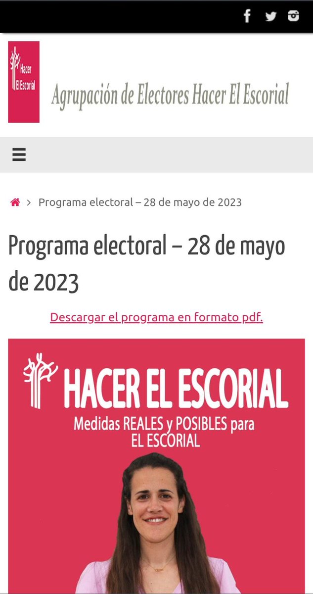 HacerElEscorial's tweet photo. ¡YA TENEMOS WEB!
Después de muchos días de curro ya está disponible la web de Hacer El Escorial. 

https://t.co/7gIBAESRVl 

Podrás estar al día de nuestras noticias y eventos, conocernos más  y consultar nuestro programa electoral 👇🏻

https://t.co/5nj0sKtFeo https://t.co/UD6e5J3Q9y