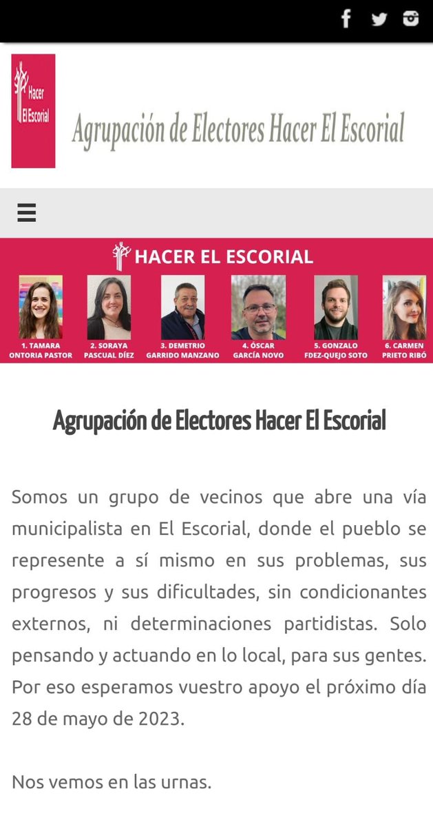 HacerElEscorial's tweet photo. ¡YA TENEMOS WEB!
Después de muchos días de curro ya está disponible la web de Hacer El Escorial. 

https://t.co/7gIBAESRVl 

Podrás estar al día de nuestras noticias y eventos, conocernos más  y consultar nuestro programa electoral 👇🏻

https://t.co/5nj0sKtFeo https://t.co/UD6e5J3Q9y