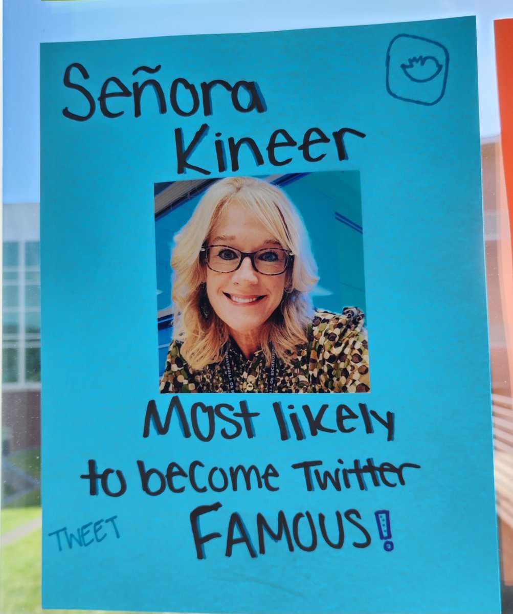 KinneerSra's tweet photo. I spend a lot more time on Instagram @senorakinneer. Clearly, I need to up my Twitter game. Thanks for the superlative, students! #rocketpride #learningwithoutlimits #spanishwithsrak https://t.co/DJIZoCzDl4