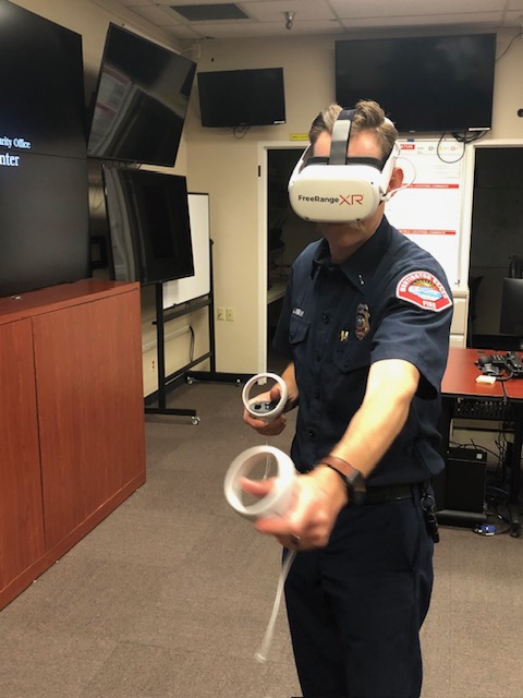 FreeRangeXr's tweet photo. We had the honor of showing our VR Fire Safety program to members of the Huntington Beach Fire Department. We're looking forward to working with Cal Fire and rolling out our program throughout the state. #virtualsafety #safetytraining https://t.co/MUaR5IravL
