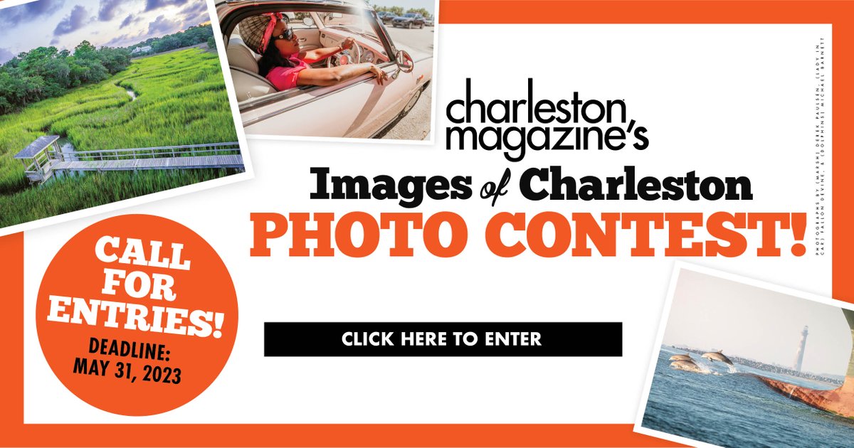 Calling all photographers: Have epic shots of the Holy City? Our 10th annual #ImagesofCharleston #photocontest is back! Submit your best #VeryCharleston photos by May 31 for a chance at being featured in our August issue and winning $400! features.charlestonmag.com/photocontest20…