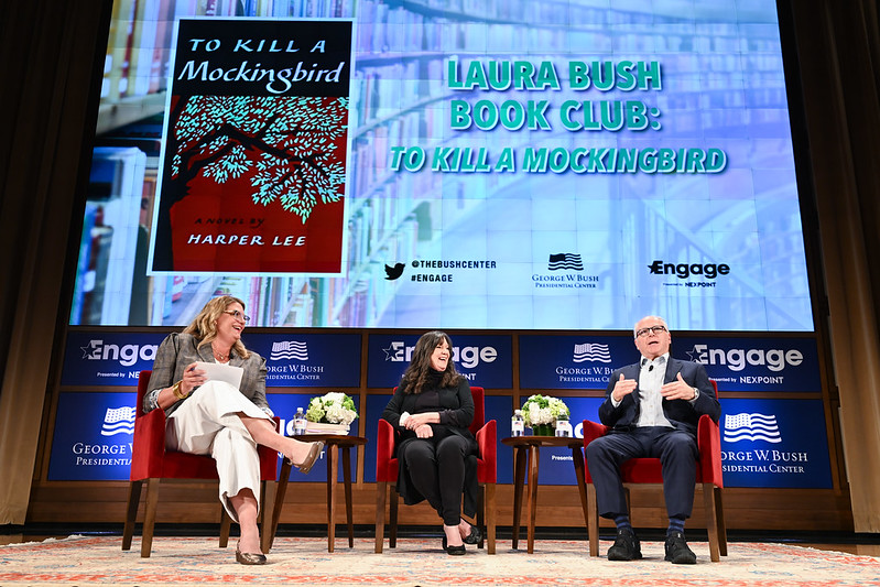 mockingbirdbway's tweet photo. Special thanks to Mrs. Bush for hosting us at the annual Laura Bush Book Club last week. Mary Badham and Thomas DiPiero sat down with Anne Wicks to discuss Harper Lee's To Kill a Mockingbird, an enduring classic published over 63 years ago.
📸 Grant Miller Photography https://t.co/gC37AKNPdC