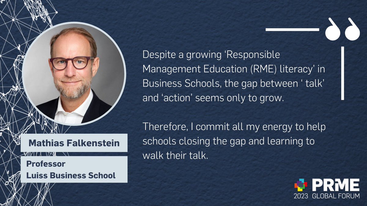 🗣️Mathias Falkenstein is dedicated to helping schools walk the talk when it comes to Responsible Management Education. Come hear what he has to say as a speaker at the 2023 #PRMEGlobalForum!  

Join us on 13-14 June in NYC🗽 or online💻
🔗hopin.com/events/2023-pr…