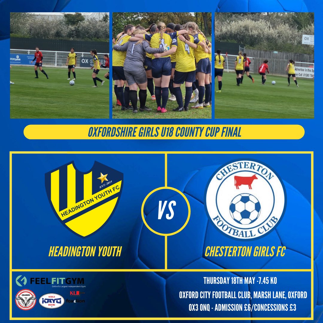 County Cup Final! ⚽️ A massive game for the girls tomorrow, please get down to support if you can. 💛💙
