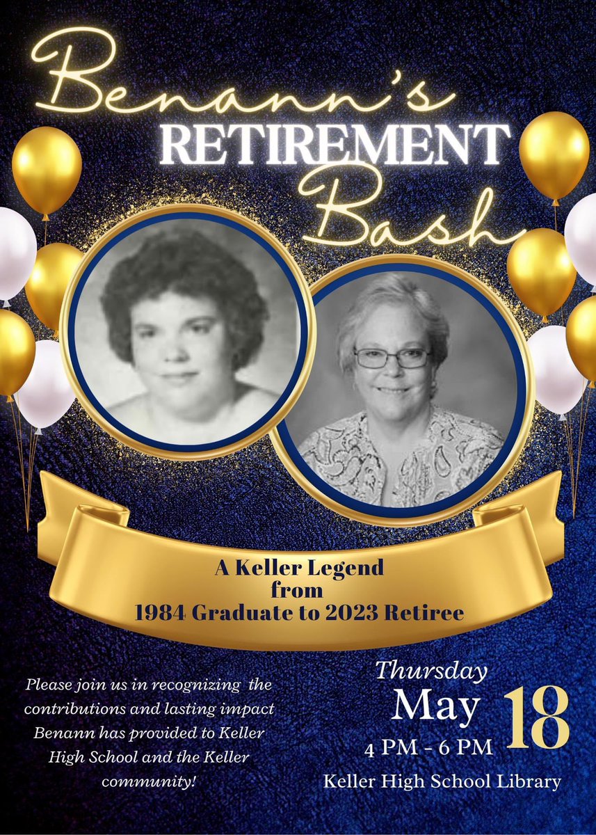 The Legend Retires! 💙💛. Come celebrate her and her commitment to our Keller community. #ALLIN
<a href="/KHSIndianNation/">Keller High School</a> <a href="/MrsSimmonsKHS/">Lisa Simmons</a>