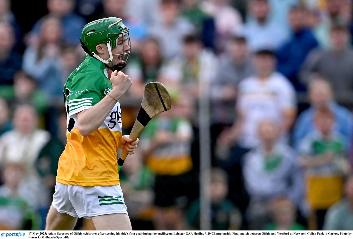 RTEgaa's tweet photo. Offaly are Leinster U20 champions, holding off Wexford to win 1-21 to 0-22 in Netwatch Cullen Park

It's their first provincial title at the grade since their U21 Leinster victory in 2000 https://t.co/TQpUq8dTzc