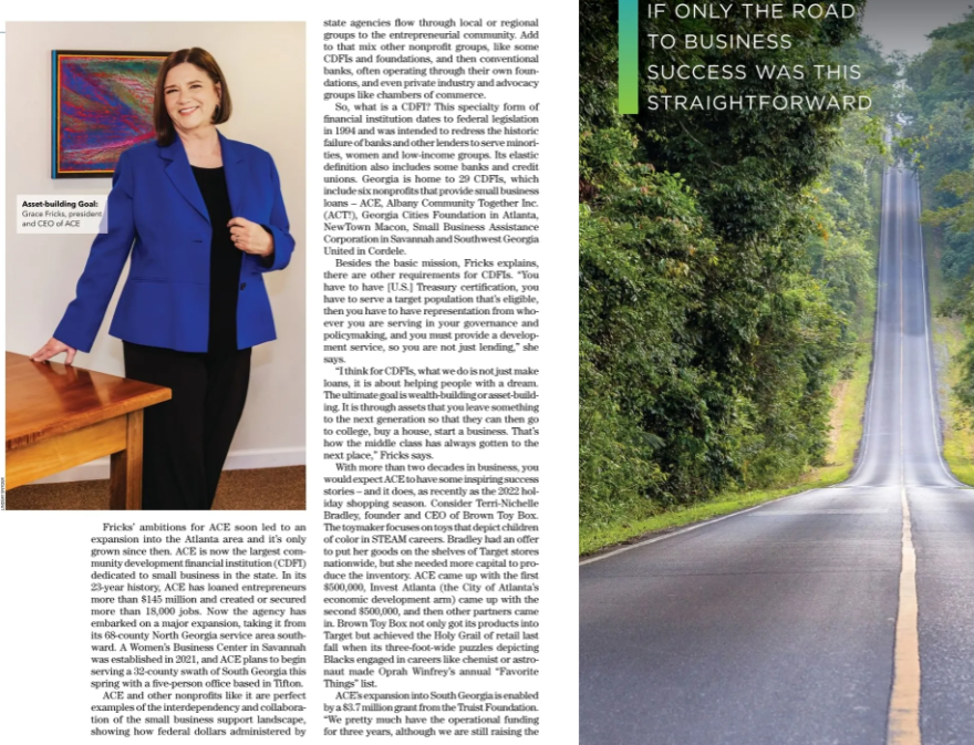 ACECapitalGA's tweet photo. ACE is featured in the May 2023 Small Business issue of GEORGIA TREND Magazine: https://t.co/SlYIgoUxa9.
Learn how ACE can help with capital + coaching + connections for your business at https://t.co/69MFTK9zj2
#aceclients #acecdfi #GeorgiaBusiness #ShopSmall #Georgia https://t.co/4CYUUgQ7Gh