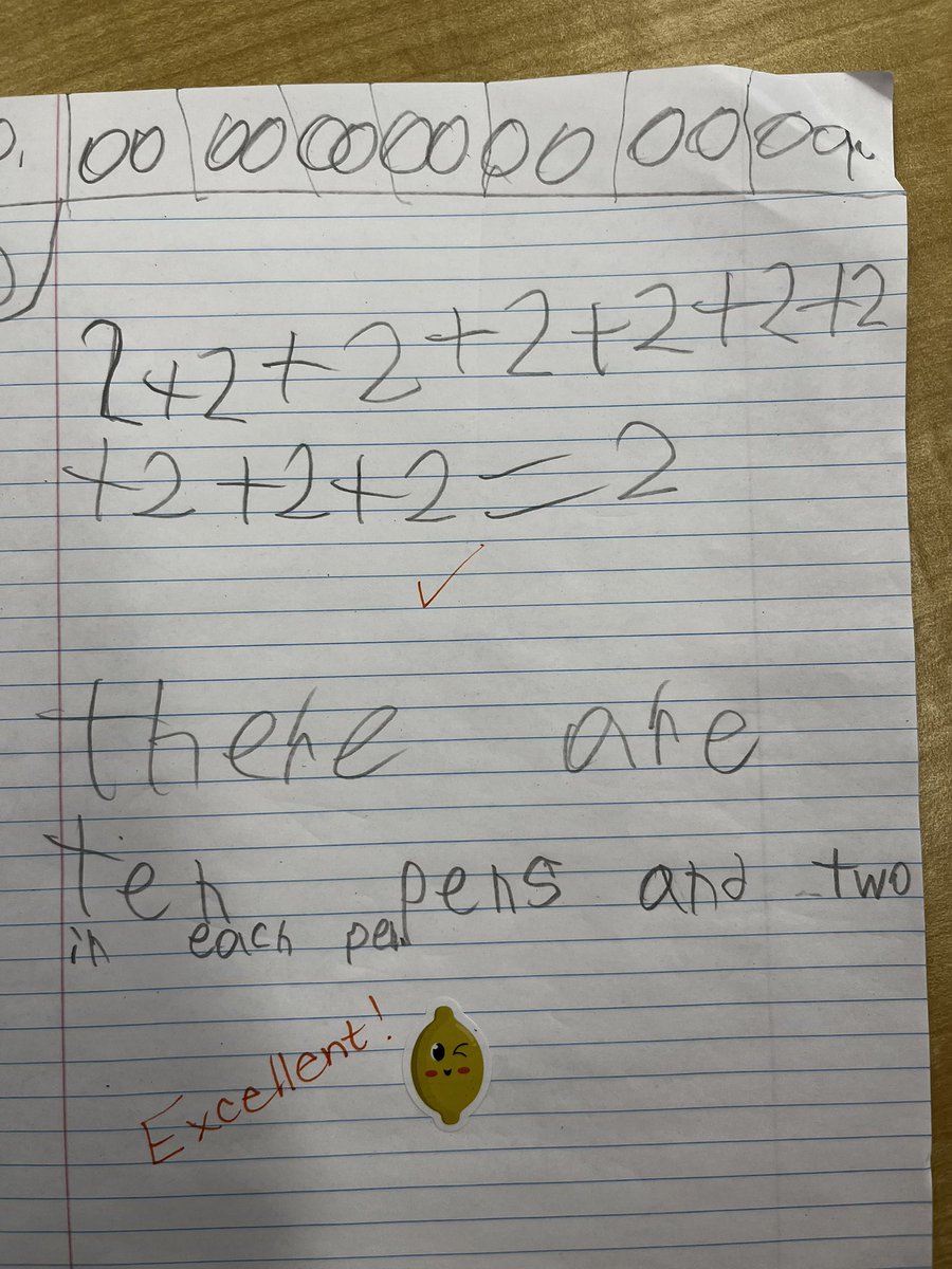 We have begun working on multiplication. Stdnts are investigating equal groups and representing them in various ways. This stdnt added multiplication to her eq’ns the next day as she told me, “I felt like something was missing” 😂 <a href="/tvdsbmathk8/">tvdsbmath</a> <a href="/TVDSBmath/">TVDSBmath</a> <a href="/TVDSB/">Thames Valley DSB</a> <a href="/Straffordville/">StraffordvillePS</a>