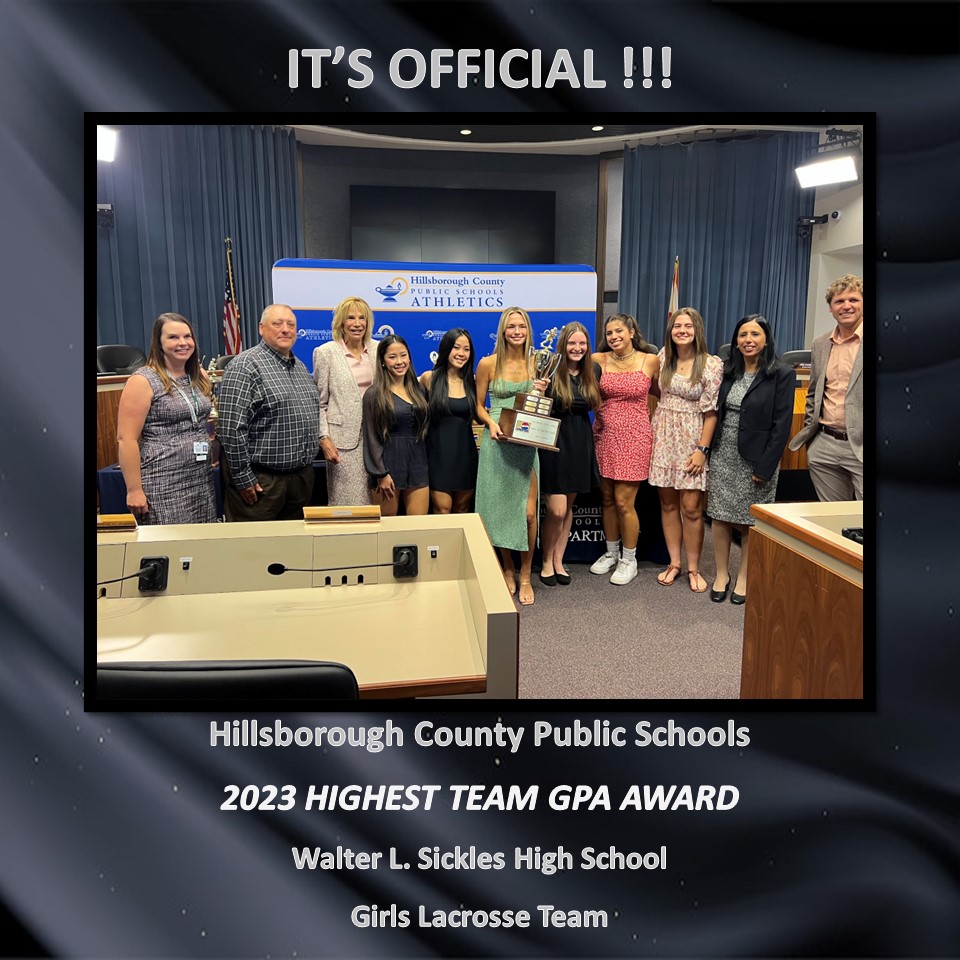 Congratulations to our stellar girl's lacrosse team for earning the Hillsborough County Public Schools 2023 Highest Team GPA Award! 

@sickles_high_school @sickleshighnews <a href="/hillsboroughsch/">Hillsborough Schools</a>