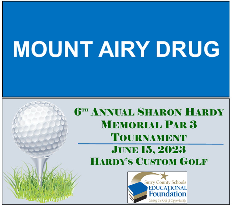 SCSEdFoundation's tweet photo. Thank you MT AIRY DRUG for your #23HardyPar3 Club House sponsorship!
https://t.co/DtLtL28Me2
You can SPONSOR and REGISTER YOUR TEAM today too here: https://t.co/DeUSzhFTeO
#SupportSCS #GiveLocal #Allin #SCSEd #Par3 #LetsGolf https://t.co/tZ5QvU1H4h