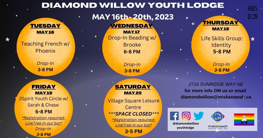 DWYL programming for the week of May 16-20th, 2023. 

Join us for a fantastic week of programming; anything in blue (means registration is required, find the link to register yourself via the LinkTree in our bio). Everything else is drop-in for the rest week.