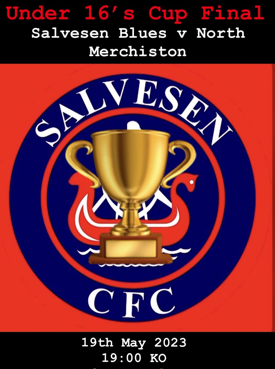 Under 16’s Cup Final 
2007’s Salvesen Blues v North Merchiston 
Saughton Enclosure
7pm KO
Come and support the boys! #football #cupfinal