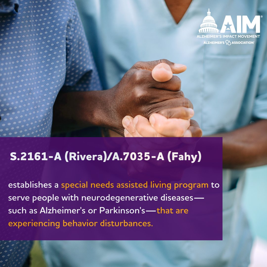 .@dana4assembly, please co-sponsor S.2161-A/A.7035-A, which establishes a special needs assisted living program to serve people with neurodegenerative diseases experiencing behavior disturbances. #NYSAlzAdvocacy #ENDALZ @NYSALZ