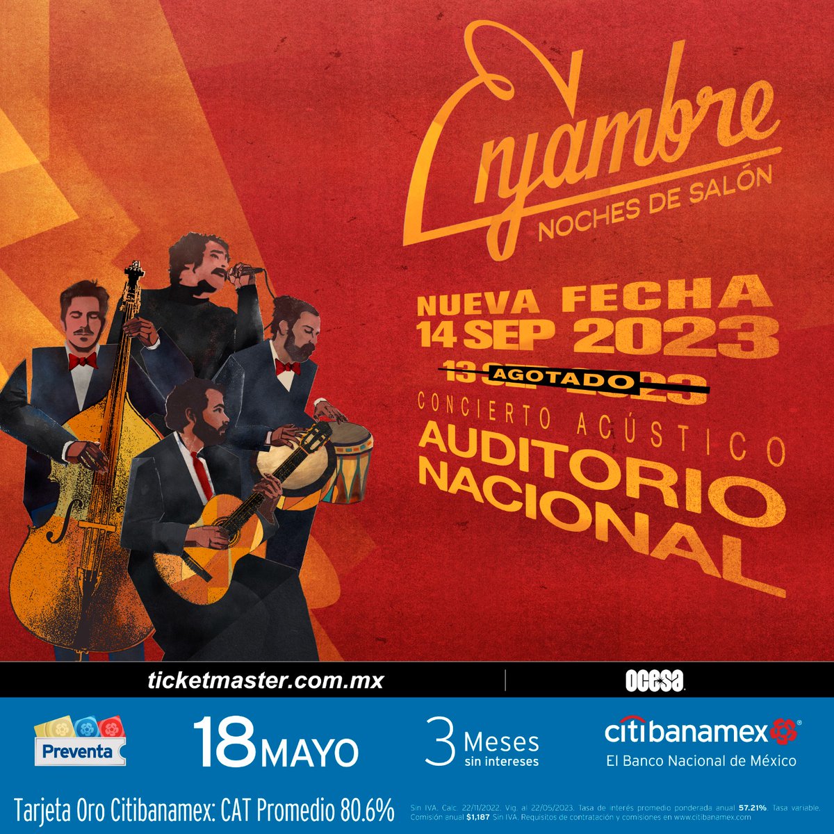 enjambremx's tweet photo. ¡Enjambre Escuchas, nos vemos también el 14 de septiembre en nuestras #nochesdesalón!
📢 Preventa Citibanamex 18 mayo a las 11am
📢 Preventa general 19 de mayo a las 11am https://t.co/GgRPUffaMU