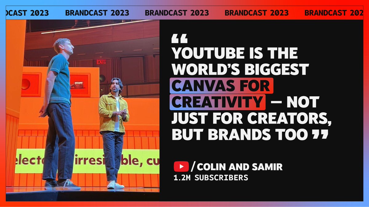 Now it’s time to celebrate creative excellence ✨ @ColinandSamir show how @Walmart, @Nissan, and @reeses teamed up with @Google Creative Works to deliver great campaigns with even greater results. #Brandcast