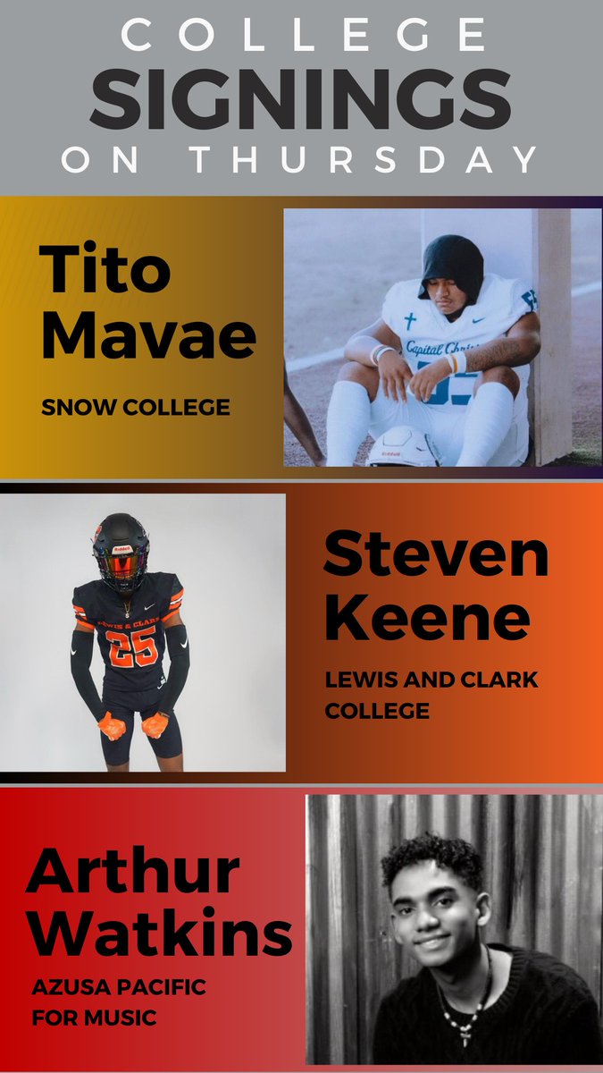 GoCCSAthletics's tweet photo. Some very exciting news! We have 3 seniors signing to a college tomorrow! https://t.co/9lwqtEgAIX