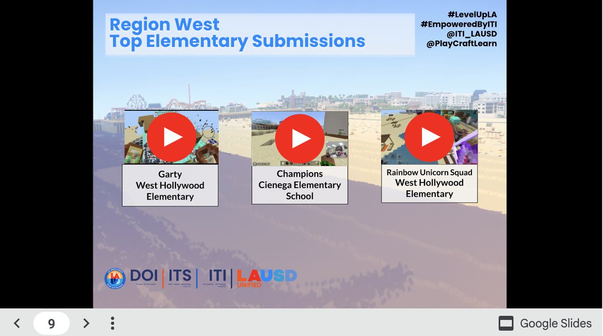 Congratulations to Mrs. Parra's Kinder students whose Minecraft #LevelUpLA  Challenge submissions were selected as top submissions for @laschoolswest! We're so proud of you!! Who says Kinder kids can't change the world? #EmpoweredbyITI @fairfax_lausd @fowhe