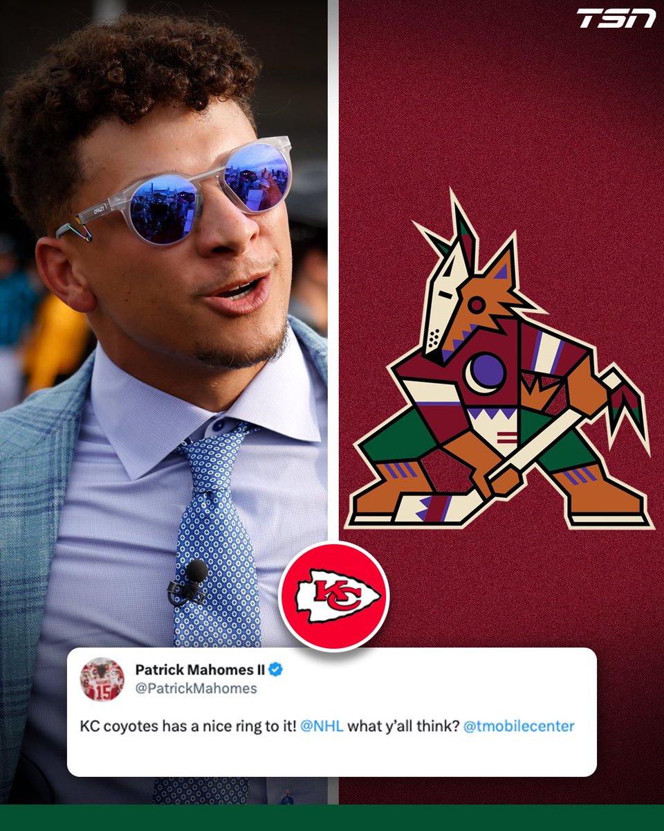 TSN_Sports's tweet photo. Patrick Mahomes wants the Coyotes in Kansas City. https://t.co/wlNiqhigHX