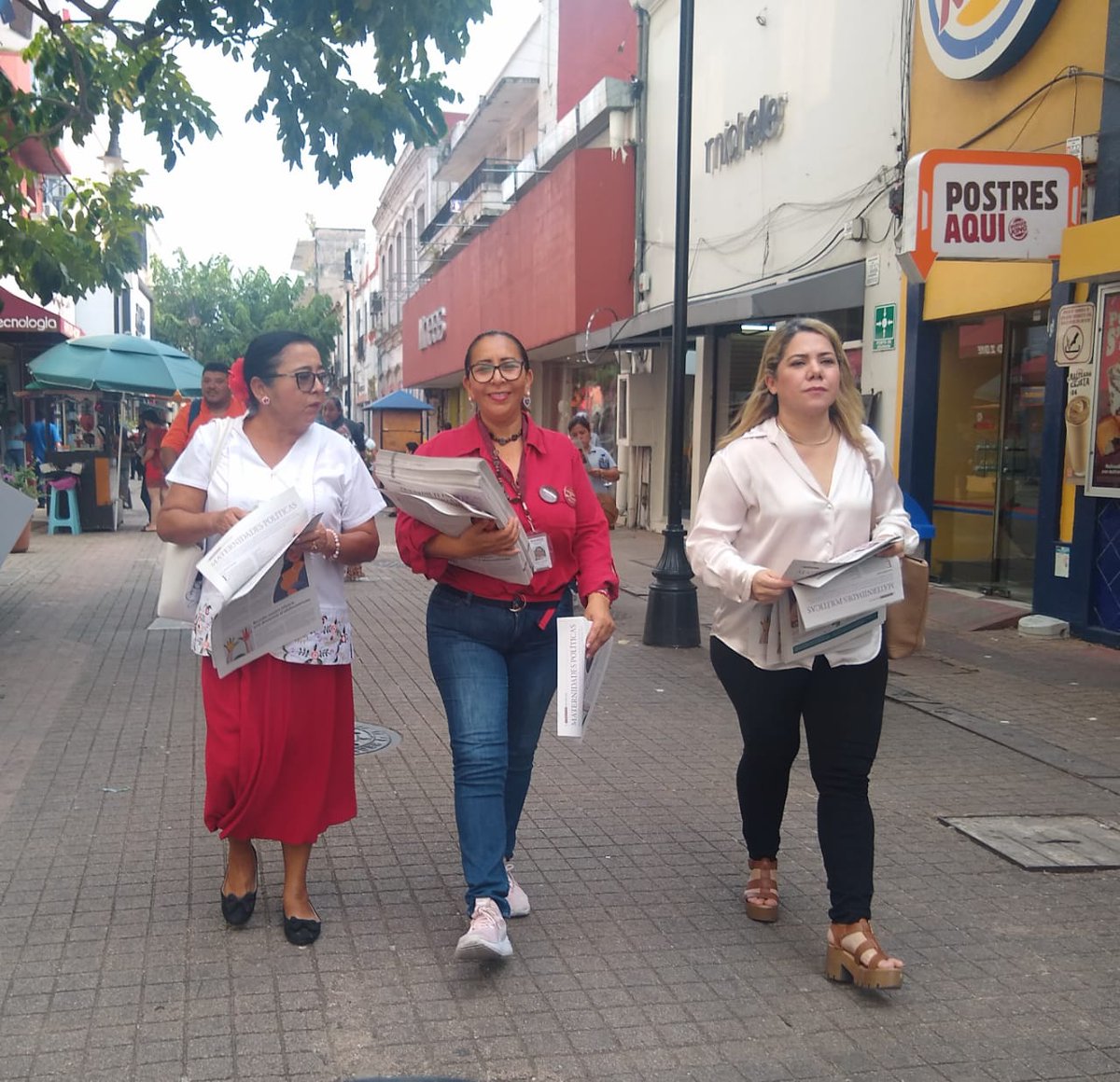 morena_tab's tweet photo. La Secretaria Estatal de Mujeres, Esther Mayo Pérez, junto a la Embajadora Defensora de la 4T en Centro, Idania Rodríguez, encabezaron una brigada informativa con La Regeneración en la zona remodela de Villahermosa, para informar y continuar respaldando el proceso transformador. https://t.co/mAA4hYVbQB
