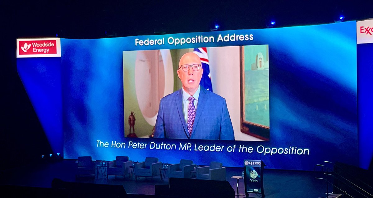 AlexSundich's tweet photo. Leader of Opposition @PeterDutton_MP addressed the APPEA Conference this morning. “The Government has launched an all-out assault on the Australian gas industry, which has introduced sovereign risk to our country.” Truth! #APPEAconf #APPEA @APPEACONFERENCE https://t.co/SELh0xeWoO