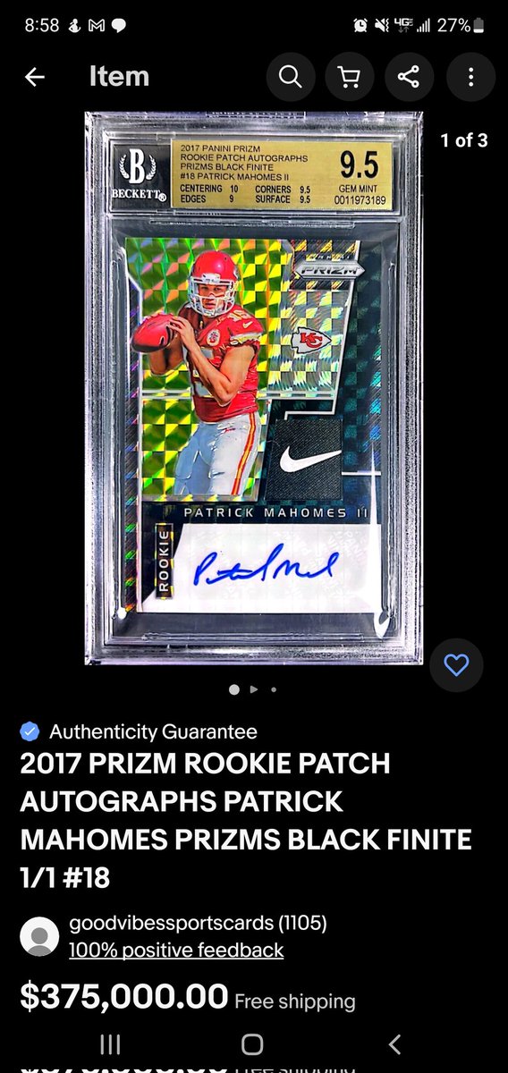 Purchased this Mahomes 1/1 off eBay and the seller cancelled my order due to non payment... Found out the seller is <a href="/tpwussy223/">TC</a> EVERYONE BLOCK AND CALL OUT ON THE TL!!! THE HOBBY IS IN BAD HANDS!!!