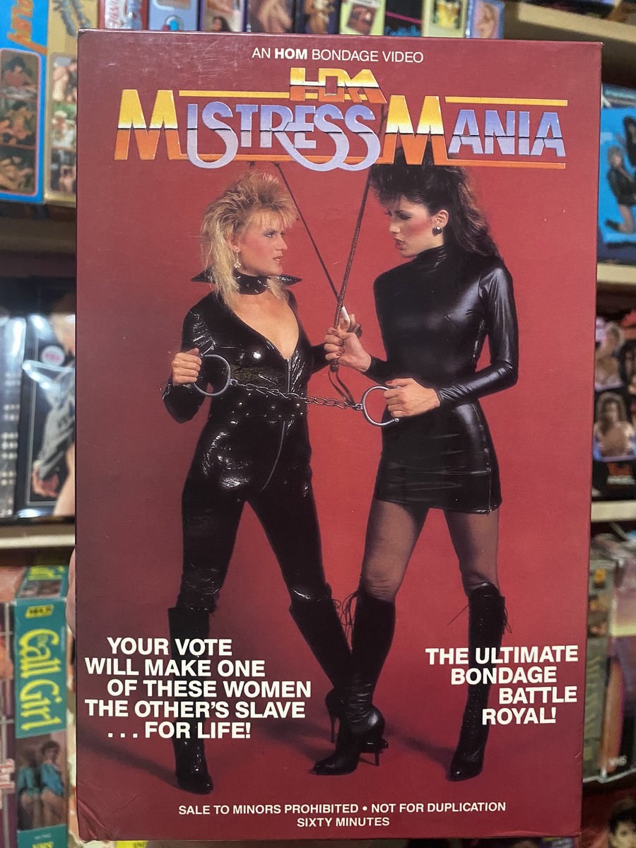 VideoClimax's tweet photo. Mistress Mania (1987)

#karifoxx #mistresslorindadewinter #hom #vintagebondage #80sbondage #vintagebdsm #vintageporn #bondagevhs #mistressmania #bdsm #80sporn #bigboxvhs #vhscollector #latexfetish #fetishmodel https://t.co/cTjRHsDTvk