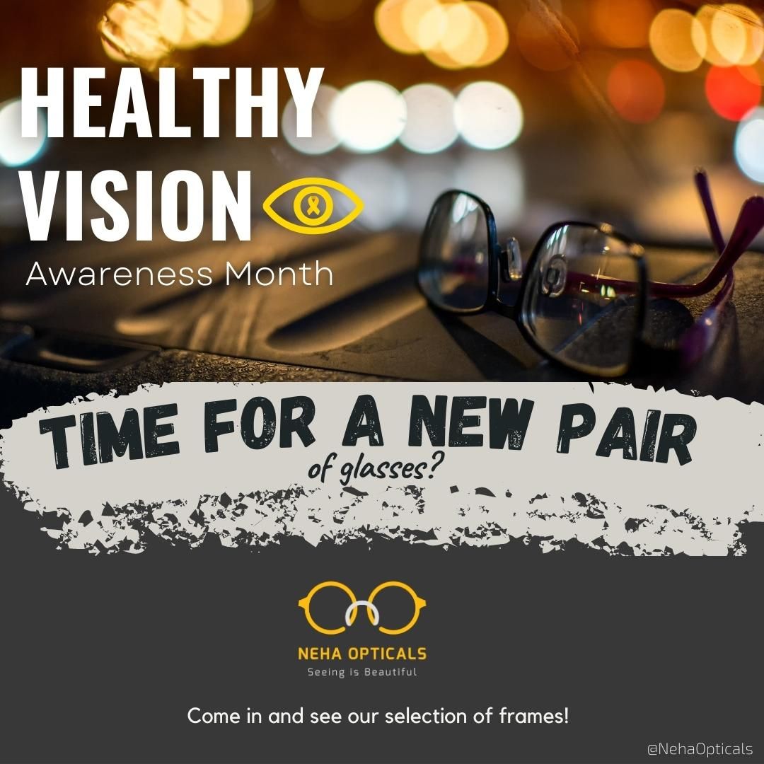🕰️ Time for a new pair of glasses? Come in and see our selection of frames! 

#HealthyVisionMonth, #NewGlasses, #Nehaopticals, #Nehaopticalsbangalore, #opticalstores, #eyewear, #eyediseases, #eyecare, #eyehealth