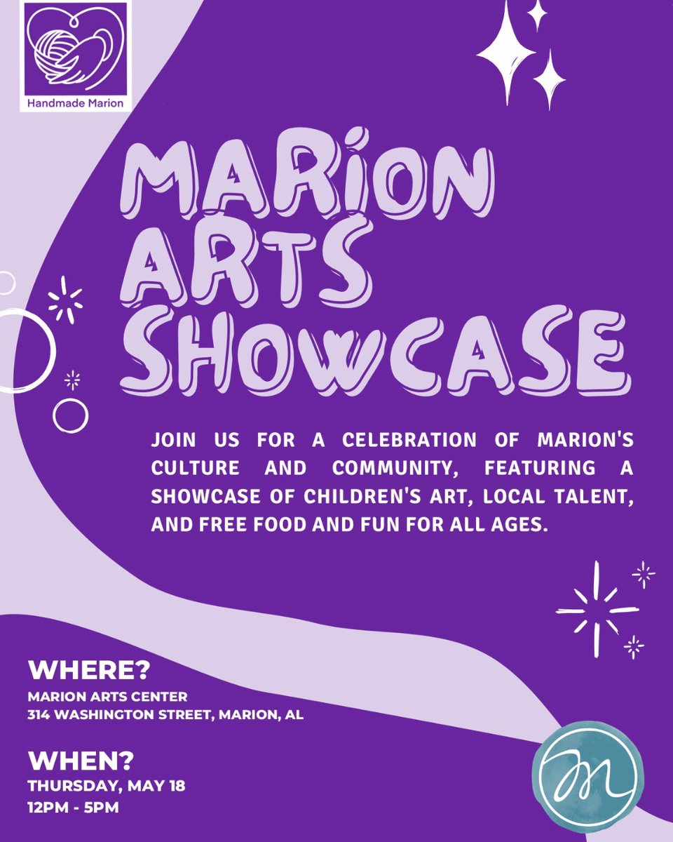 mainstmarional's tweet photo. Our Marion Arts Showcase is TOMORROW, Thurs., May 18 from 12 p.m. - 5 p.m. Join us for a celebration of Marion's culture &amp; community featuring a showcase of children's art, local talent and free food and fun for all ages. Hosted at the Marion Arts Center at 314 Washington St. https://t.co/8Yr2Ok3aqx