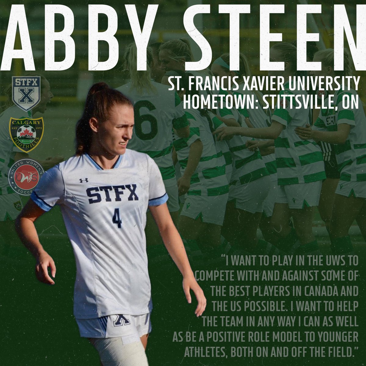FoothillsWFC's tweet photo. Our next UWS signing, Abby Steen ⚽️

Steen is a two-time Atlantic University Sports All Star and was named the StFX Women’s Soccer Rookie of the Year in 2021! https://t.co/pATdY0XckY