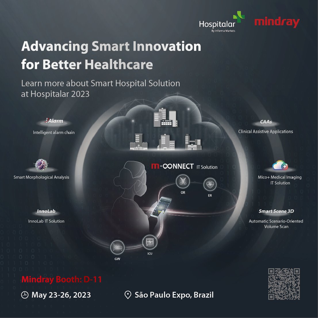 Curious about how smart technologies are integrated into clinical scenarios and how medical devices and data can seamlessly connect throughout the patient journey? Stop by at #Hospitalar2023 booth D-11 to discover Mindray's #SmartHospital Solution. ow.ly/cO4I50OqHB7