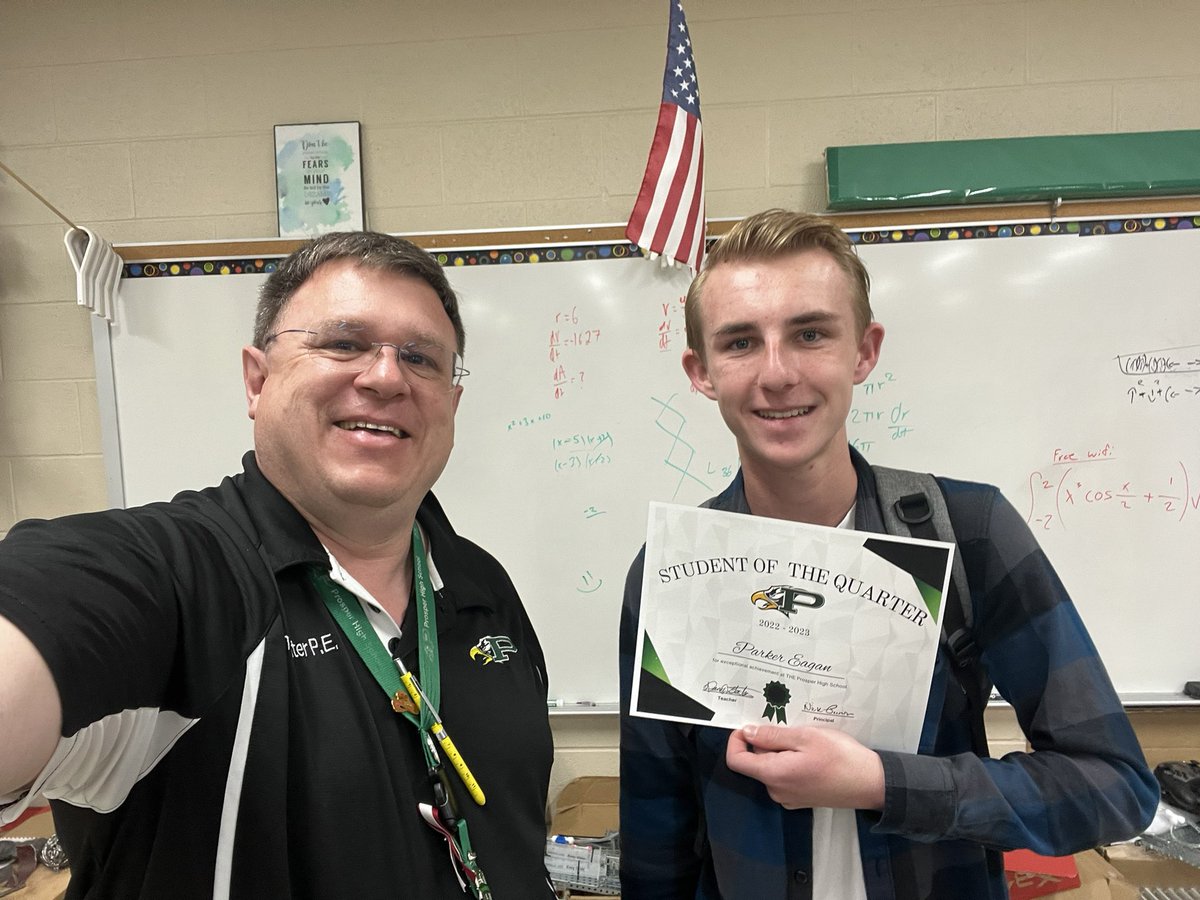 My <a href="/prosperCTE/">Prosper CTE</a> Engineering Science student of the quarter in <a href="/ProsperHS/">Prosper High School</a>. Parker is not only clever, but also puts in many extra hours to successfully solve the challenges I give my classes. As he concludes his second year as my student, I hope he joins <a href="/ProsperEngTeam/">Prosper Engineering Team (FRC, Solar Car, Drones)</a> in 2023-24.