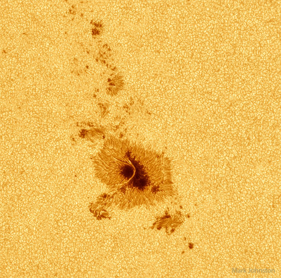 Mount Burnett Observatory (@mbobservatory) on Twitter photo Sunspot with Light Bridge by Mark Johnston - via <a href="/apod/">Astronomy Picture of the Day</a> from NASA apod.nasa.gov/apod/ Sunspot with Light Bridge by Mark Johnston - via <a href="/apod/">Astronomy Picture of the Day</a> from NASA apod.nasa.gov/apod/