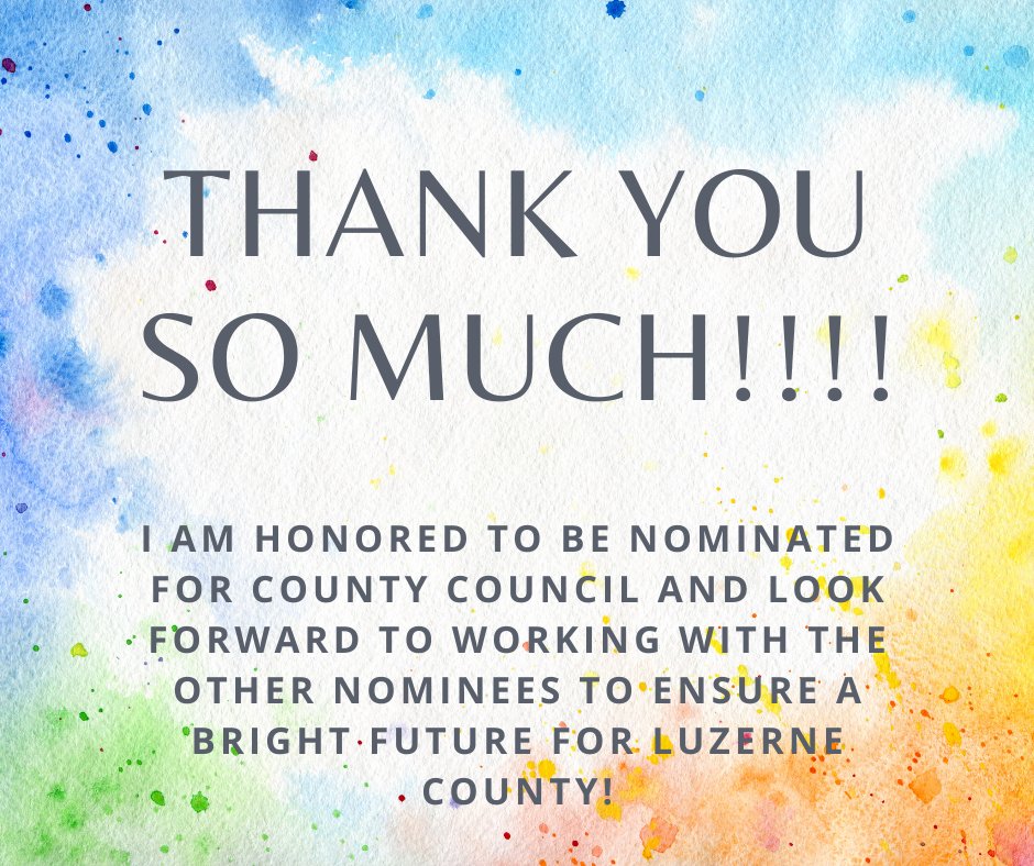 I am SO HONORED to be the top vote getter in the democratic primary, and the county. Thank you so much for all the voters, and everyone who supported me in this process. On to November with Krushnowski; Stephenson; Rothenbecker; Sabatino; &amp; Velez!