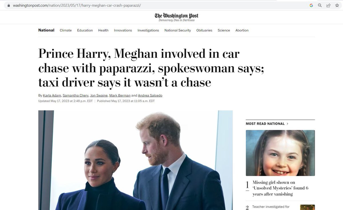 Why has the Washington Post changed the headline about the #DumbPrinceAndHisStupidWife #meghansmollet ?