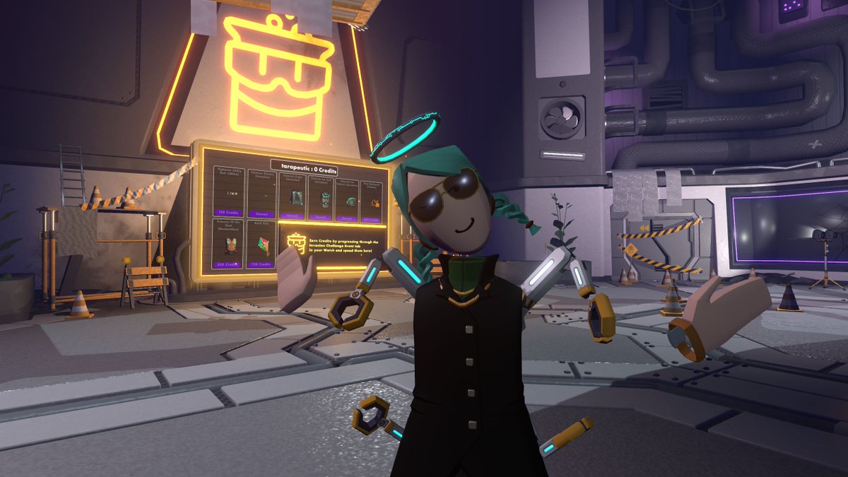 TarapeuticVR's tweet photo. The new INVASION event is here! Go to The Science Department (https://t.co/mokNCTZUzG) to check it out! I do love the checkerboard skateboard items! Can't wait to collect some power cores ๐๐ #recroom #recroomevent #sciencedepartment #recroomvr #recroomgame https://t.co/6tbtCUGnCk