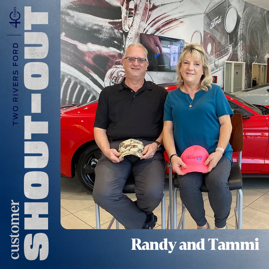 TwoRiversFord's tweet photo. Meet Randy and Tammi Dyce, our great friends and customers since the mid 90’s. It’s a family affair with the Dyce’s as their daughter is a customer as well. We love the generations of relationships we’ve made over the past 40 years. We appreciate you, Dyce clan! #TwoRiversFord #CustomerShoutOut #40years