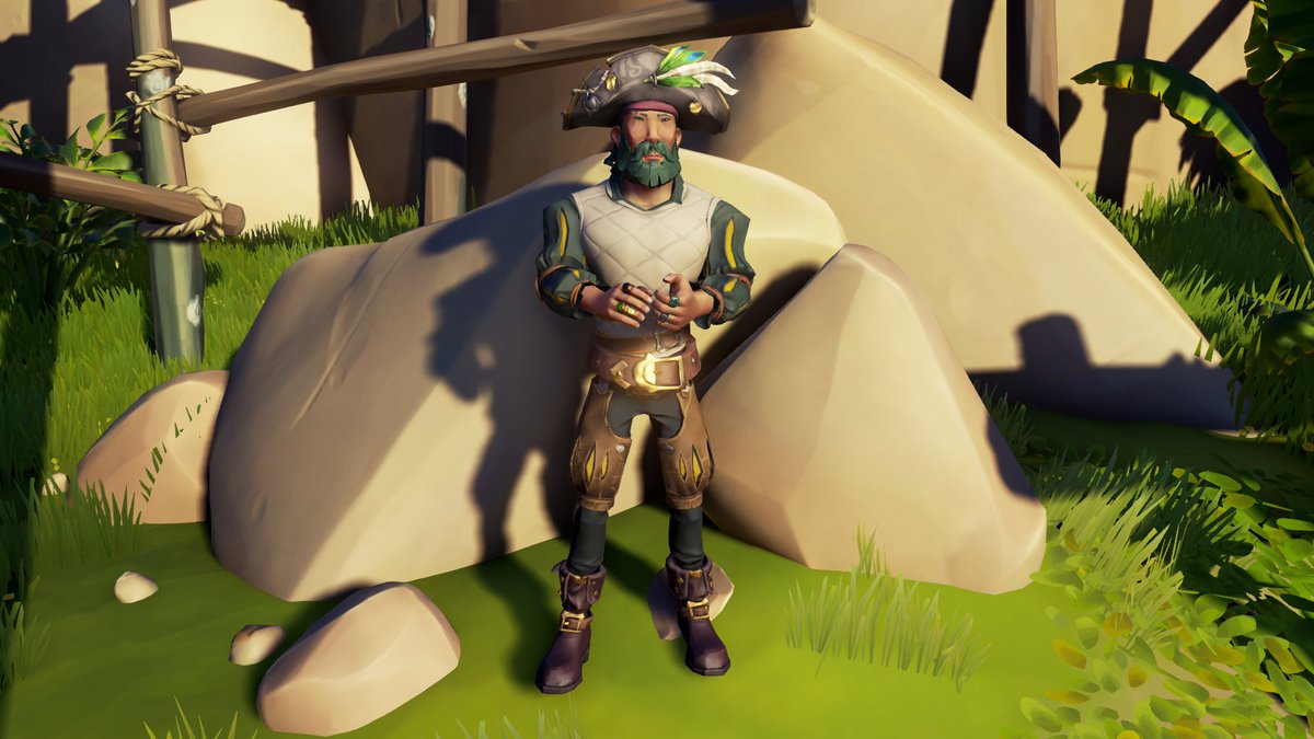 ClarenceDube's tweet photo. #StyleOfThieves  Theme: Spring Style

@SeaOfThieves #SeaOfThieves 
It's sometimes still cold in the beginning of spring, so this warm shirt is perfect. Green is a great way to announce the days ahead 🌿🌱. https://t.co/i63YZaz7Y8