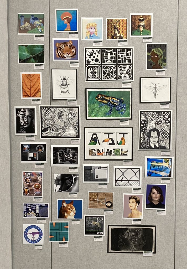 Mr. Brophy’s classes bringing great work for the Art Show!