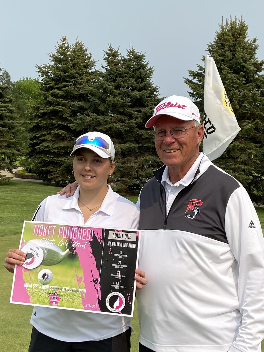 NPHuskies's tweet photo. Congratulations to the NP girls golf team who qualified for the state meet next week in Boone! The team punched their ticket by placing 2nd at the regional final meet in Colesburg. individually, Paige Franzen was the meet medalist with an 80. #HuskyNProud #WhyNotUs https://t.co/wQzaTFXOHp