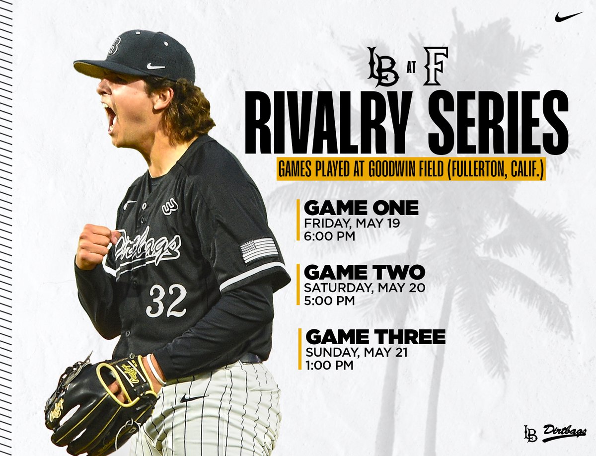 RIVALRY WEEK 🗣️ We're heading to Fullerton for our final road games of the week as we take on Cal State Fullerton in a three-game series this weekend! #skoBags longbeachstate.com/news/2023/5/17…